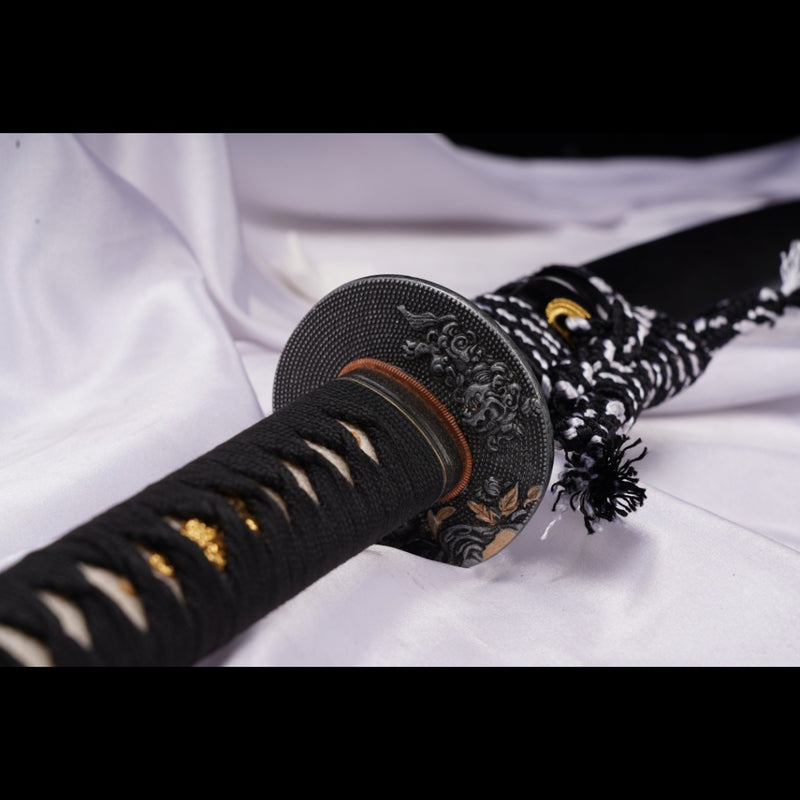 Handgeschmiedetes japanisches Samurai-Katana-Schwert aus Manganstahl,  