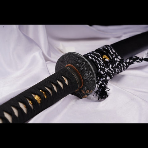 Hand Forged Japanese Samurai Katana Sword Manganese Steel Brushed Oil Quenching Alloy Tsuba-COOLKATANA-ZS-0032-U