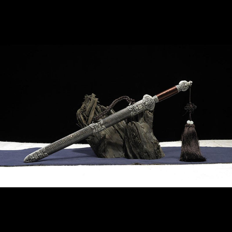 Handgefertigtes chinesisches Schwert Little JinFu Kurzschwert gefaltete Stahlklinge fein poliert - COOLKATANA 