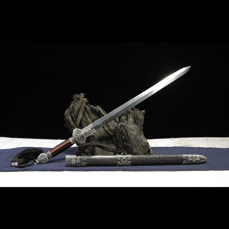 Handgefertigtes chinesisches Schwert Little JinFu Kurzschwert gefaltete Stahlklinge fein poliert - COOLKATANA 