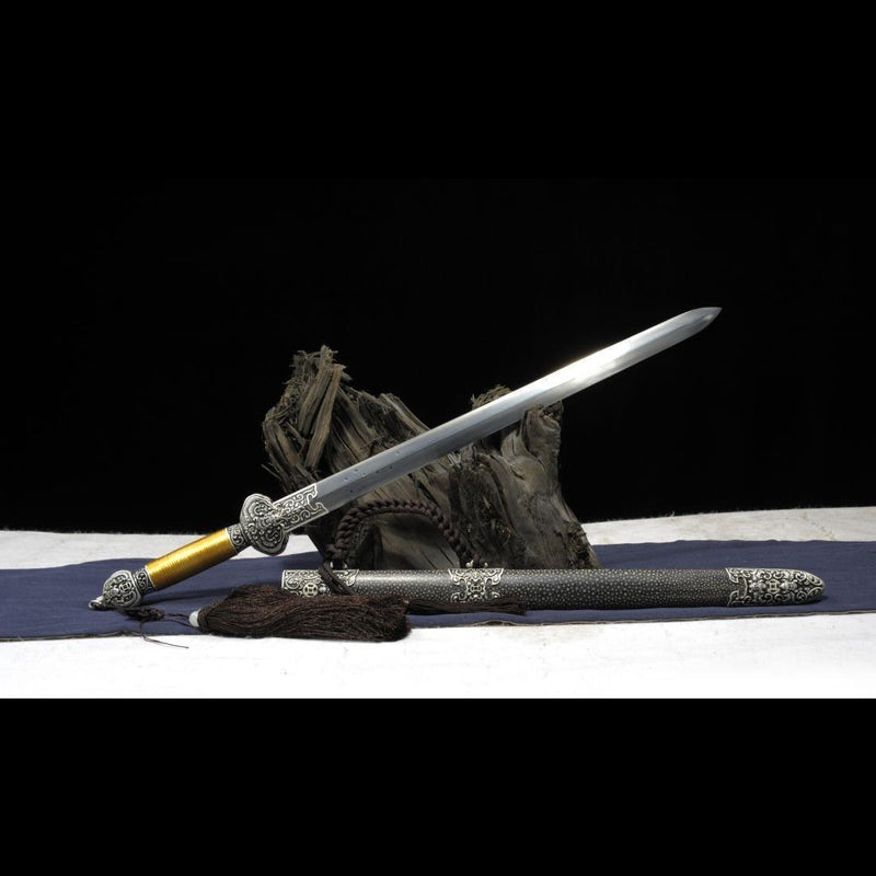Handgefertigtes chinesisches Schwert Little JinFu Kurzschwert gefaltete Stahlklinge fein poliert - COOLKATANA 
