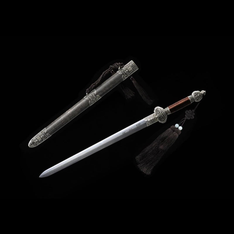 Handgefertigtes chinesisches Schwert Little JinFu Kurzschwert gefaltete Stahlklinge fein poliert - COOLKATANA 