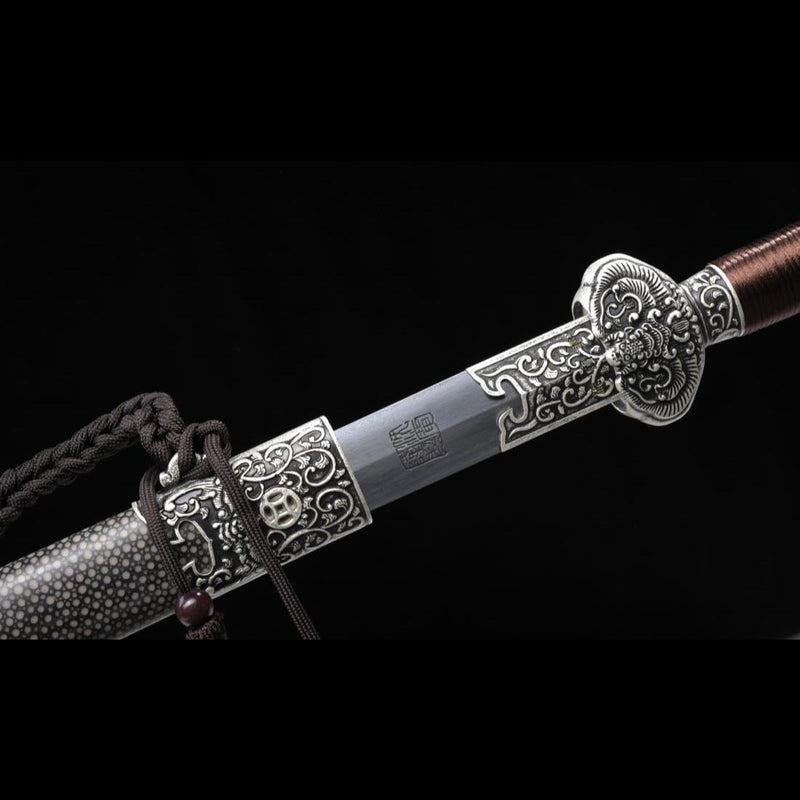 Handgefertigtes chinesisches Schwert Little JinFu Kurzschwert gefaltete Stahlklinge fein poliert - COOLKATANA 