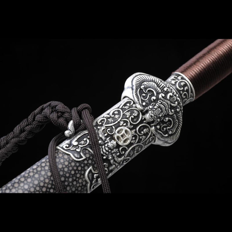 Handgefertigtes chinesisches Schwert Little JinFu Kurzschwert gefaltete Stahlklinge fein poliert - COOLKATANA 