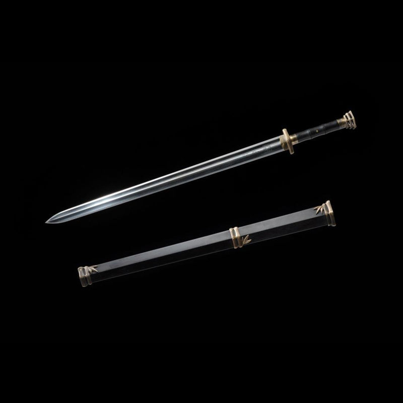 Handmade Chinese Sword Gentleman Sword Folded Steel Blade Ebony Scabba 