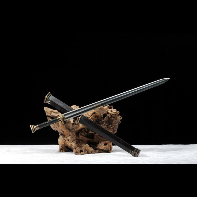 Handmade Chinese Sword Gentleman Sword Folded Steel Blade Ebony Scabba 