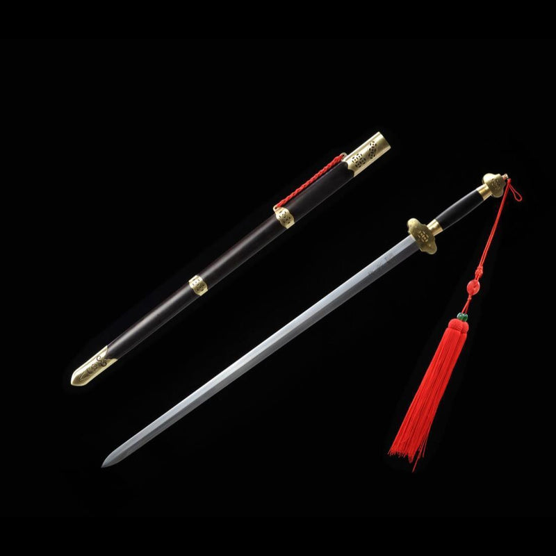 Handgefertigte chinesische Schwerter Arbeitsstoffschwert Gefaltete Stahlklinge Ebenholzscheide - COOLKATANA 