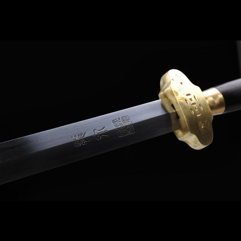 Handgefertigte chinesische Schwerter Arbeitsstoffschwert Gefaltete Stahlklinge Ebenholzscheide - COOLKATANA 