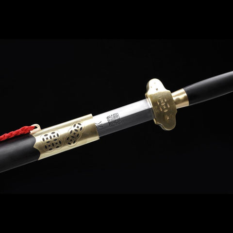 Handmade Chinese Swords Work Cloth Sword Folded Steel Blade Ebony Scabbard-COOLKATANA-SL-3070-U