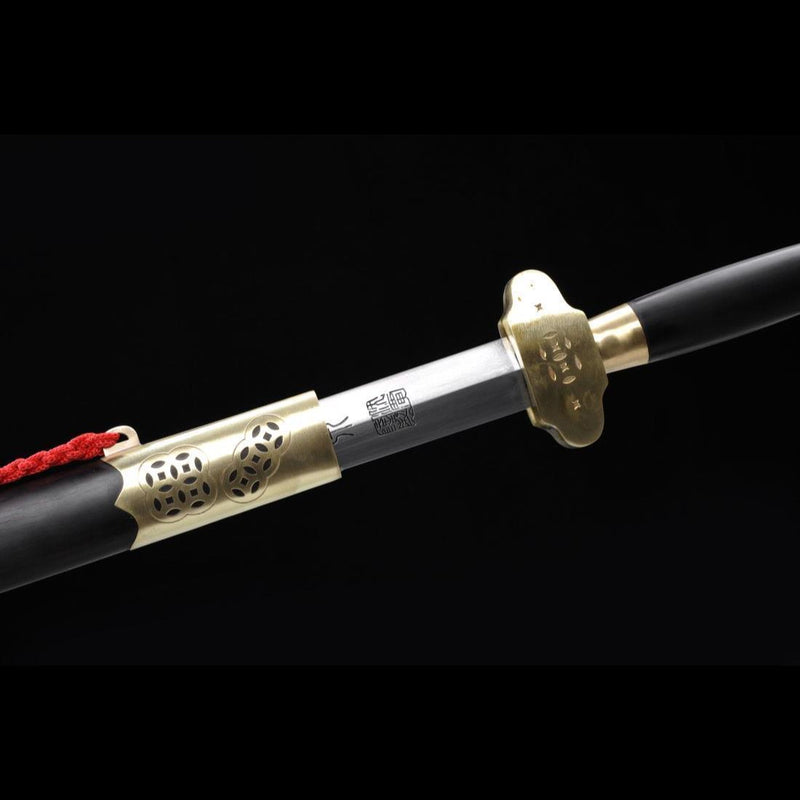 Handgefertigte chinesische Schwerter Arbeitsstoffschwert Gefaltete Stahlklinge Ebenholzscheide - COOLKATANA 