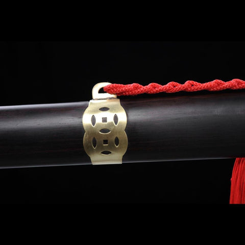 Handmade Chinese Swords Work Cloth Sword Folded Steel Blade Ebony Scabbard-COOLKATANA-SL-3070-U