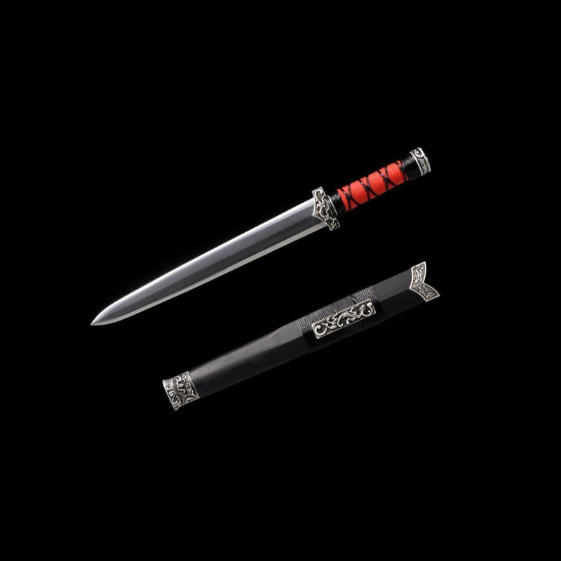 Handmade Chinese Sword Little Red Dragon Han Jian Short Sword Folded S 