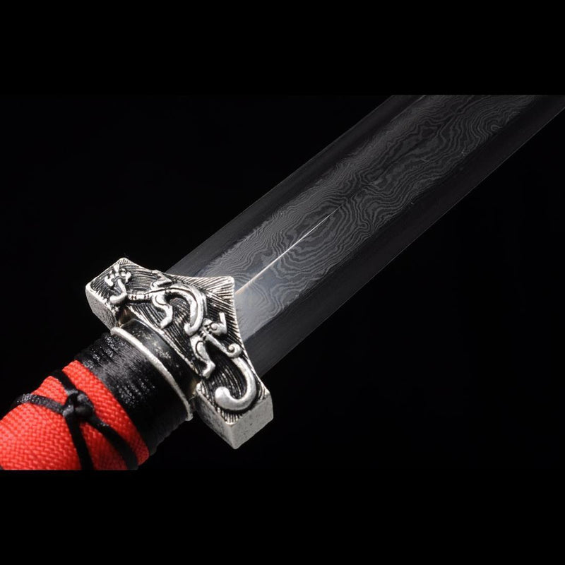 Handmade Chinese Sword Little Red Dragon Han Jian Short Sword Folded S 