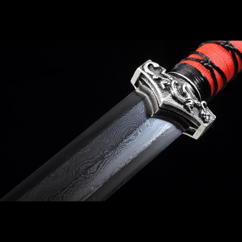 Handmade Chinese Sword Little Red Dragon Han Jian Short Sword Folded S 