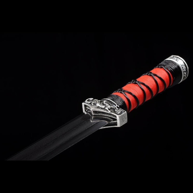 Handmade Chinese Sword Little Red Dragon Han Jian Short Sword Folded S 