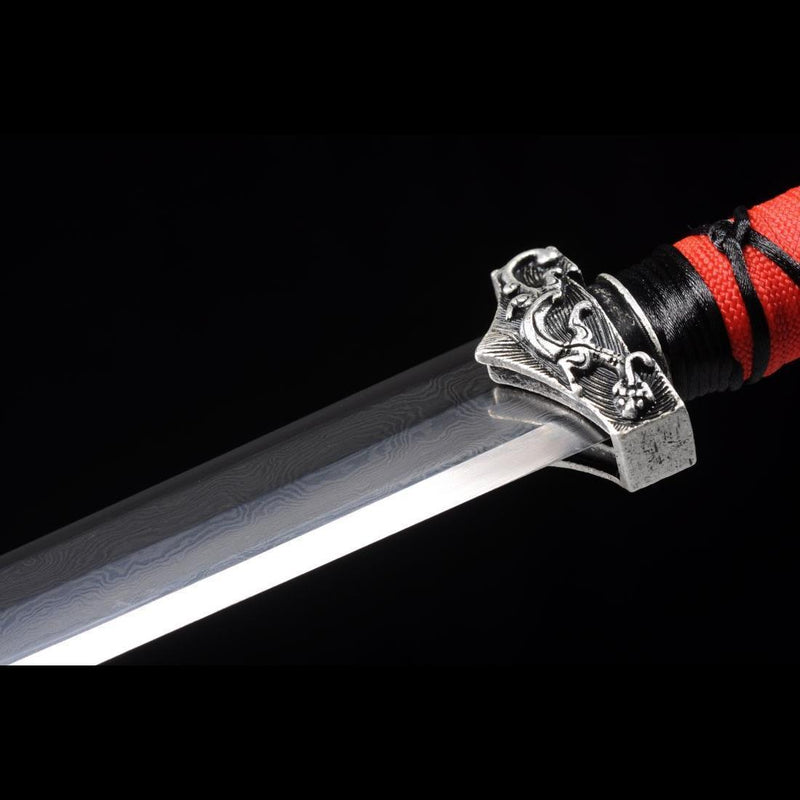 Handmade Chinese Sword Little Red Dragon Han Jian Short Sword Folded S 