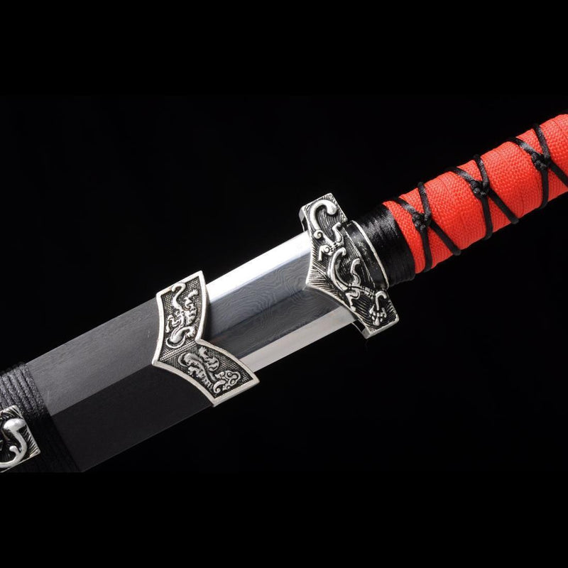 Handmade Chinese Sword Little Red Dragon Han Jian Short Sword Folded S 