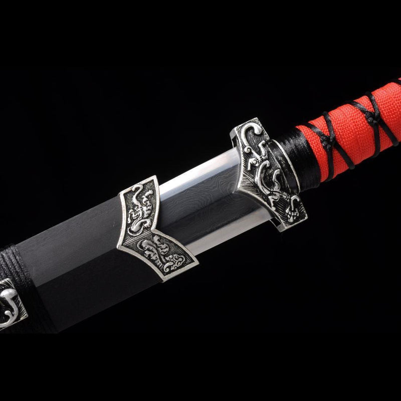 Handmade Chinese Sword Little Red Dragon Han Jian Short Sword Folded S 