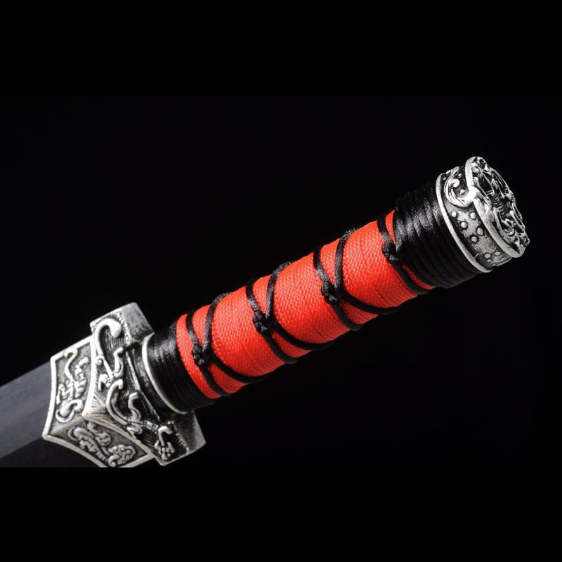 Handmade Chinese Sword Little Red Dragon Han Jian Short Sword Folded S 