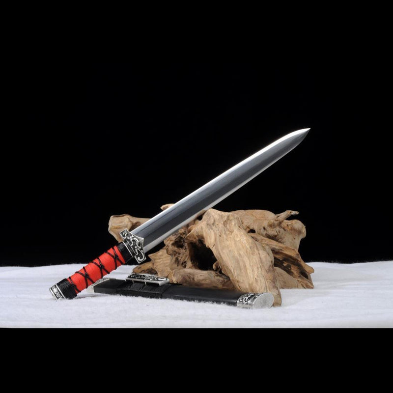 Handmade Chinese Sword Little Red Dragon Han Jian Short Sword Folded S 