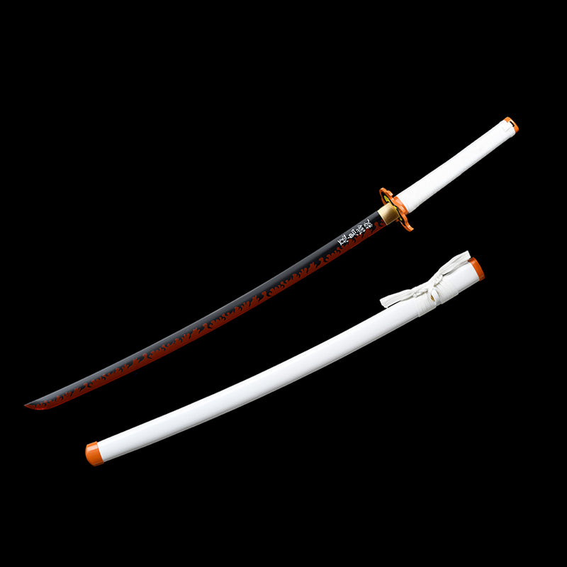 1095 High Carbon Steel White Demon Slayer Kyojuro Rengoku sword Nichirin Katana Sword 