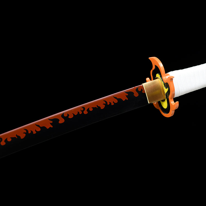 1095 High Carbon Steel White Demon Slayer Kyojuro Rengoku sword Nichirin Katana Sword 