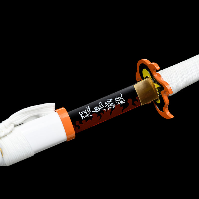 1095 High Carbon Steel White Demon Slayer Kyojuro Rengoku sword Nichirin Katana Sword 