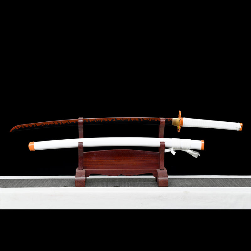 1095 High Carbon Steel White Demon Slayer Kyojuro Rengoku sword Nichirin Katana Sword 