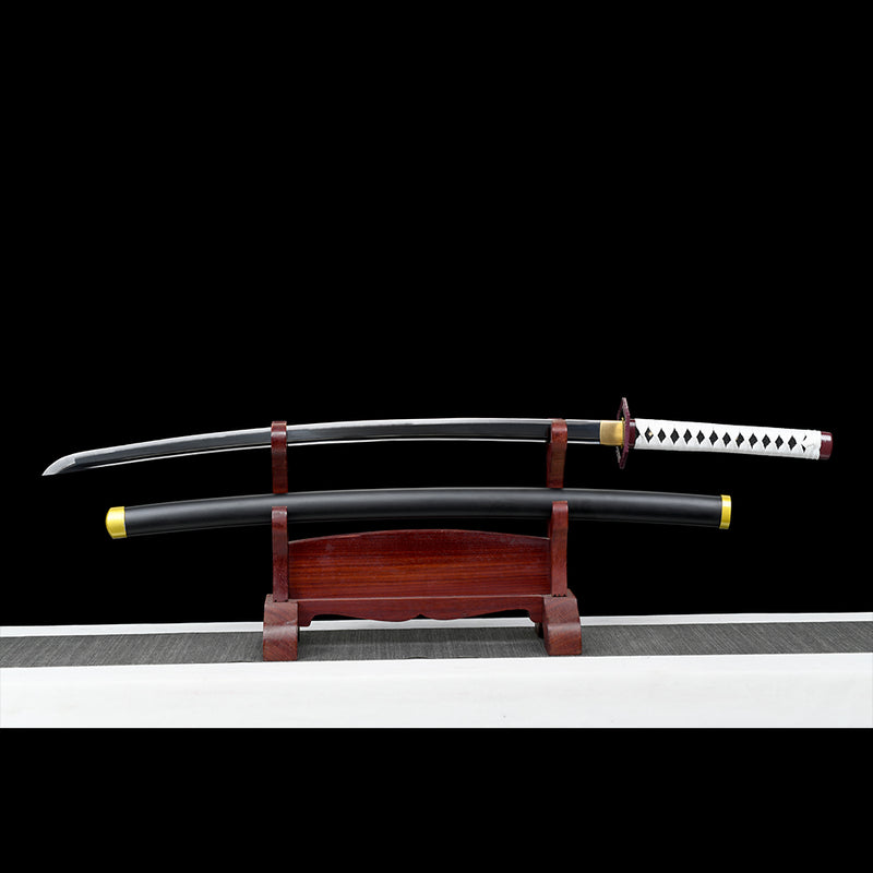 1095 High Carbon Steel Black Blade Demon Slayer Giyu Tomioka Nichirin Katana Sword 