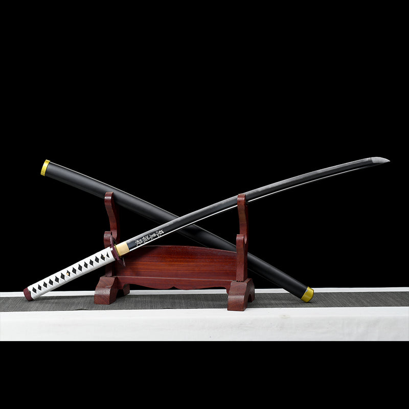 1095 High Carbon Steel Black Blade Demon Slayer Giyu Tomioka Nichirin Katana Sword 