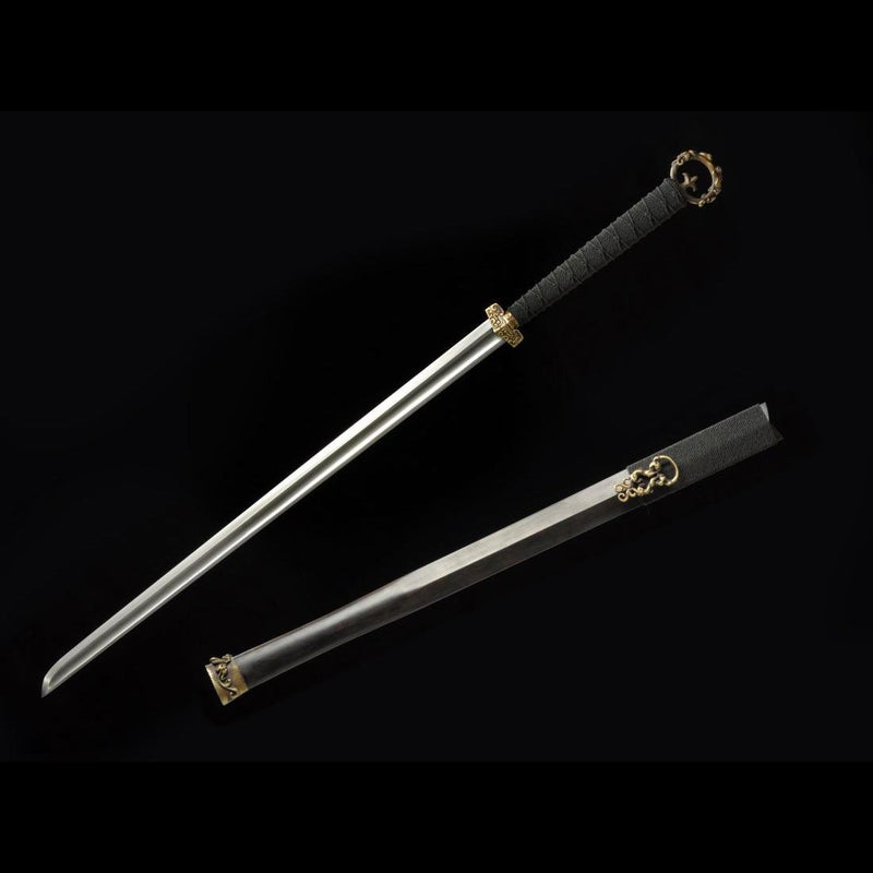 Handmade Chinese Sword Ring-Pommel Sword Straight Blade Dao Folded Ste 