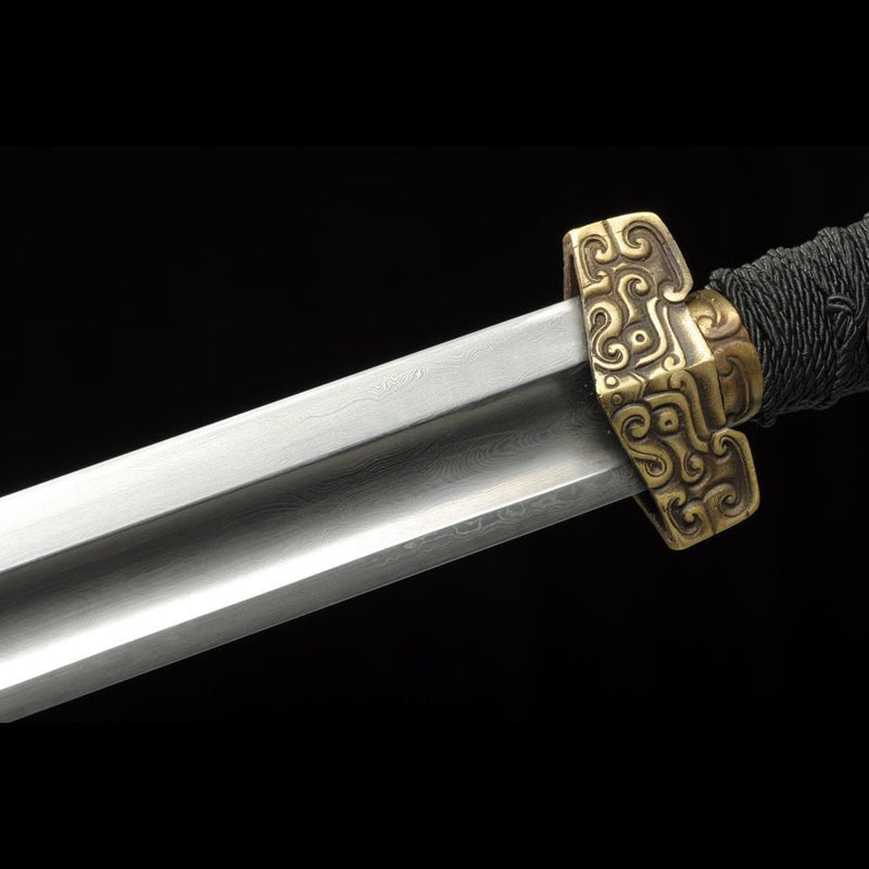 Handmade Chinese Sword Ring-Pommel Sword Straight Blade Dao Folded Ste 