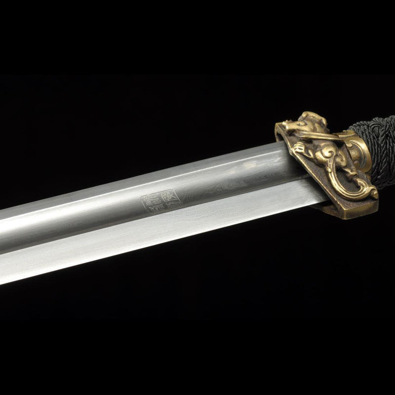Handmade Chinese Sword Ring-Pommel Sword Straight Blade Dao Folded Ste 