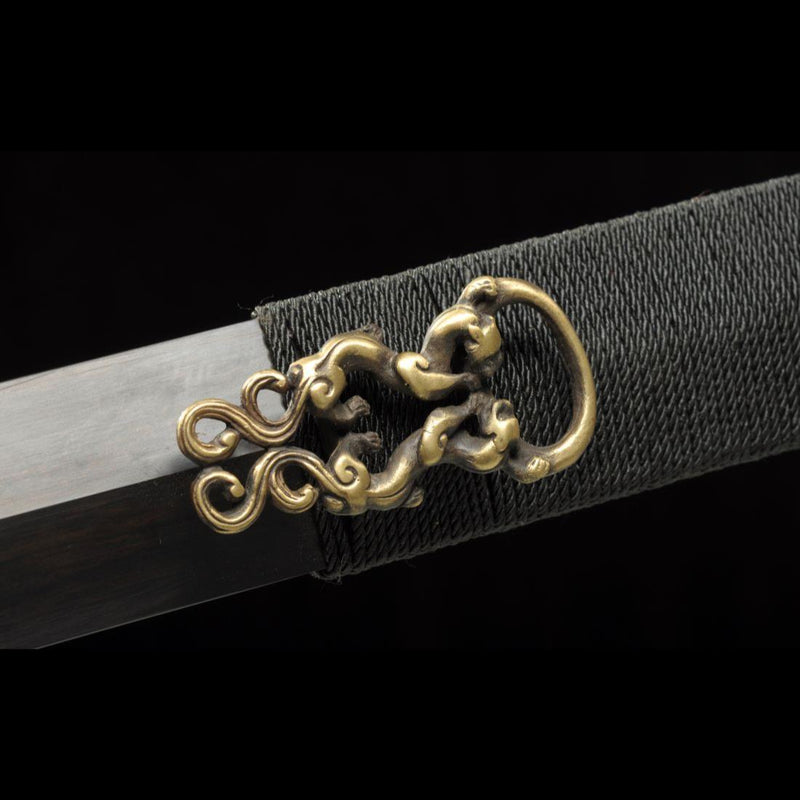 Handmade Chinese Sword Ring-Pommel Sword Straight Blade Dao Folded Ste 