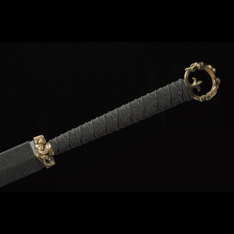 Handmade Chinese Sword Ring-Pommel Sword Straight Blade Dao Folded Ste 