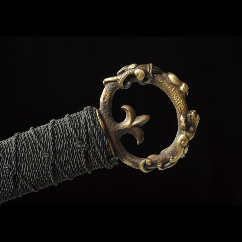 Handmade Chinese Sword Ring-Pommel Sword Straight Blade Dao Folded Ste 
