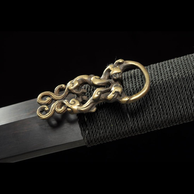 Handmade Chinese Sword Ring-Pommel Sword Straight Blade Dao Folded Ste 