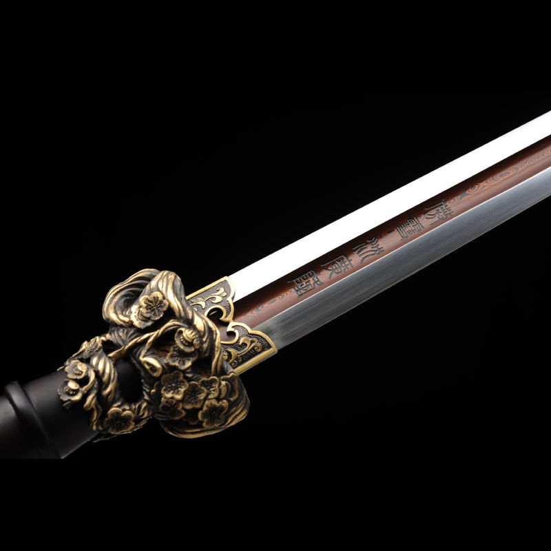 Handmade Chinese Sword Snow Sword Aoxue Jian Folded Steel Blade Ebony  