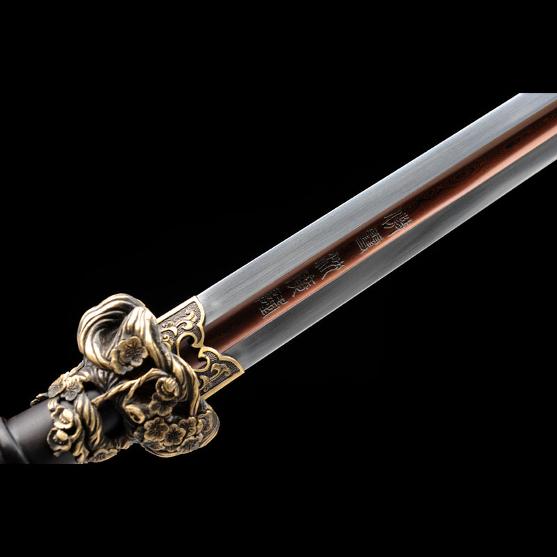 Handmade Chinese Sword Snow Sword Aoxue Jian Folded Steel Blade Ebony  