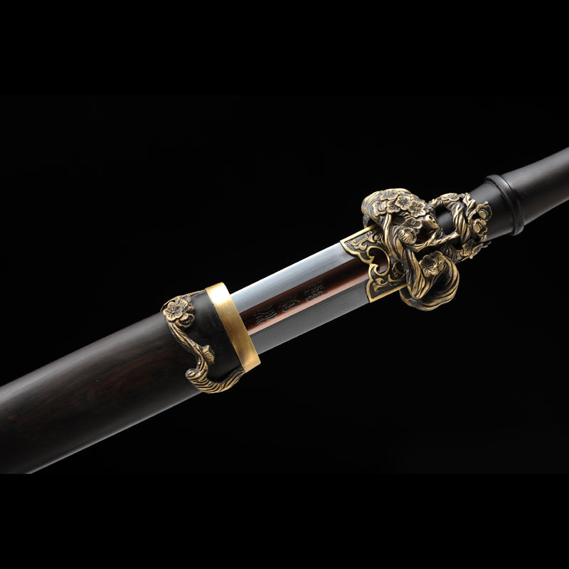 Handmade Chinese Sword Snow Sword Aoxue Jian Folded Steel Blade Ebony  