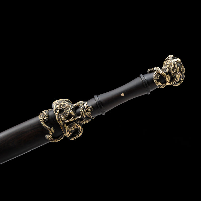 Handmade Chinese Sword Snow Sword Aoxue Jian Folded Steel Blade Ebony  
