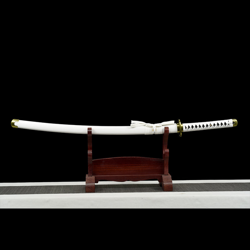 1095 High Carbon Steel White One Piece Roronoa Zoro's Wado Ichimonji Katana Sword 