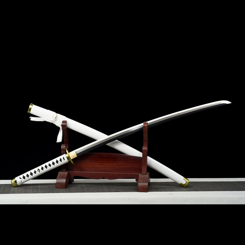 1095 High Carbon Steel White One Piece Roronoa Zoro's Wado Ichimonji Katana Sword 