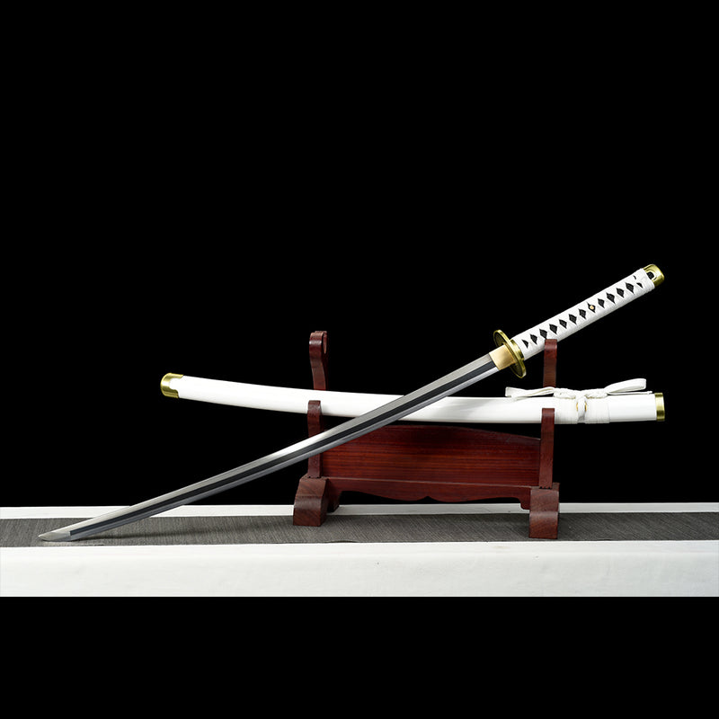 1095 High Carbon Steel White One Piece Roronoa Zoro's Wado Ichimonji Katana Sword 