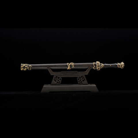 Handmade Chinese Sword Snow Sword Aoxue Jian Folded Steel Blade Ebony Scabbard-COOLKATANA-SL-3020-U