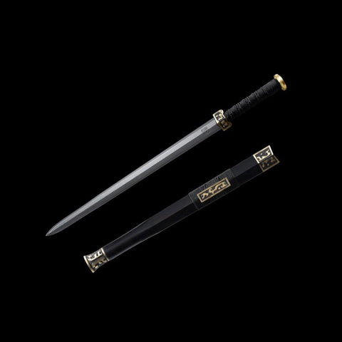 Handmade Chinese Sword Moire Han Jian Folded steel Eight-sided Blade Ebony Scabbard-COOLKATANA-SL-6060-U