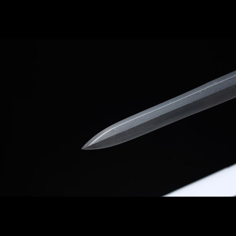 Handgefertigtes chinesisches Schwert Moire Han Jian Gefalteter Stahl Achtseitige Klinge Ebenholzscheide - COOLKATANA 