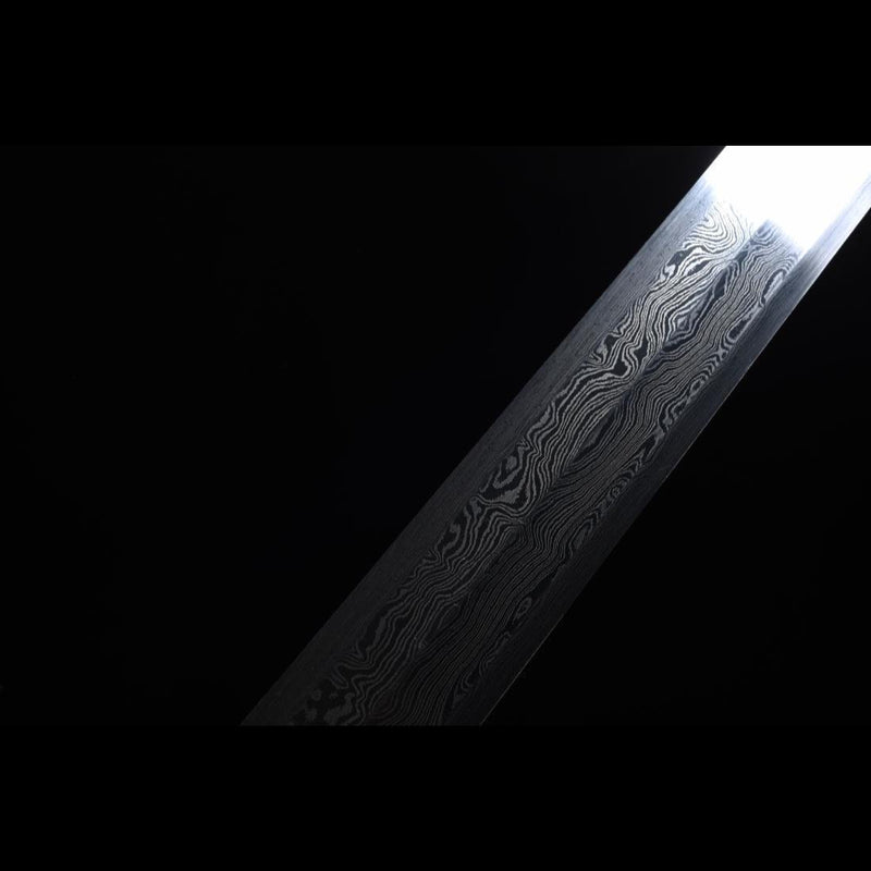Handgefertigtes chinesisches Schwert Moire Han Jian Gefalteter Stahl Achtseitige Klinge Ebenholzscheide - COOLKATANA 