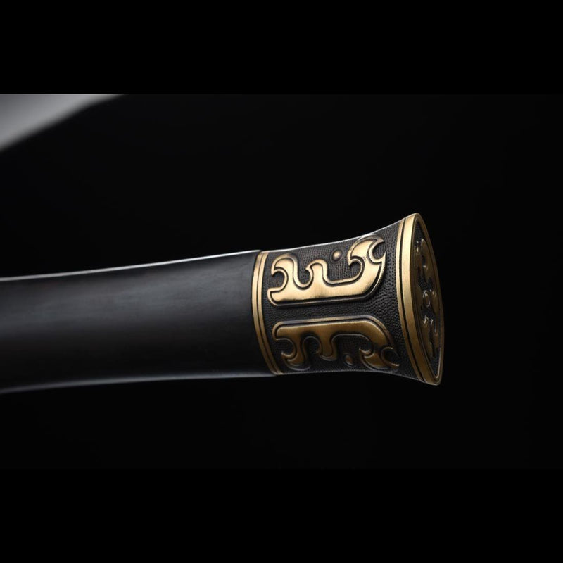 Handgefertigtes chinesisches Schwert Moire Han Jian Gefalteter Stahl Achtseitige Klinge Ebenholzscheide - COOLKATANA 