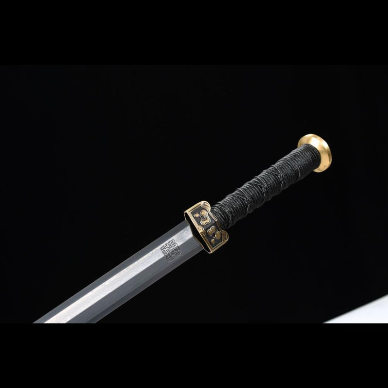 Handgefertigtes chinesisches Schwert Moire Han Jian Gefalteter Stahl Achtseitige Klinge Ebenholzscheide - COOLKATANA 